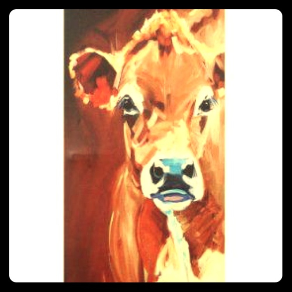 Farmhouse cow print canvas